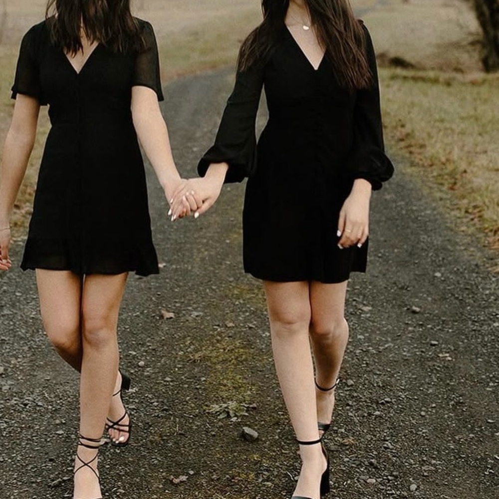Abercrombie & Fitch Black Long Sleeve Button Down Dress Small T (tall) - Picture 10 of 10